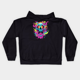 Spooky Colourful skull of halloween Kids Hoodie